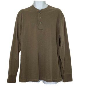 Old Navy Men's size XL Long Sleeved Henley T Tee Shirt Top Brown